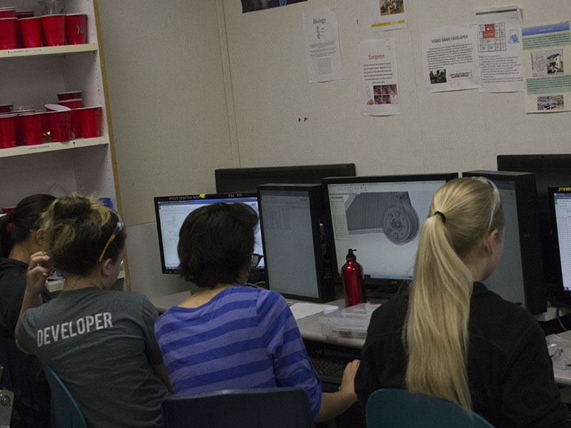 students working on CAD