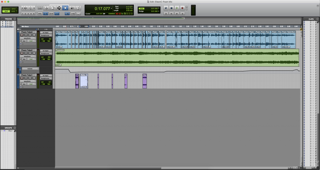 A screenshot of a session in Pro Tools