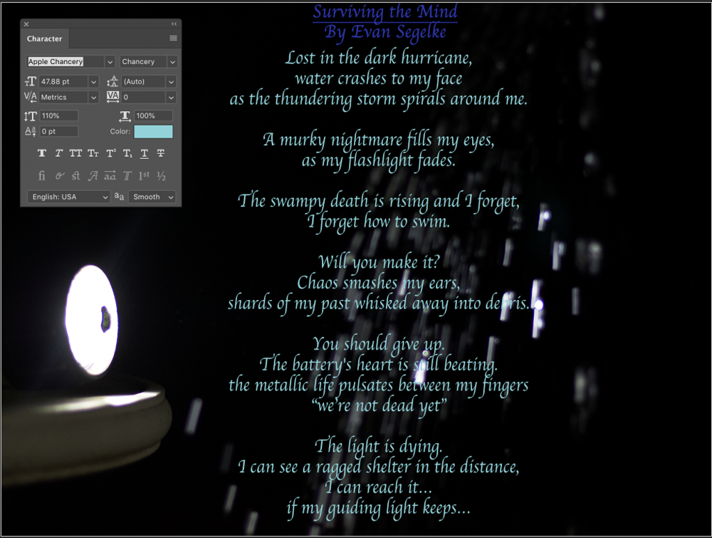 The same image feature in the poem as well as a box of customizable features for the text of the image.
