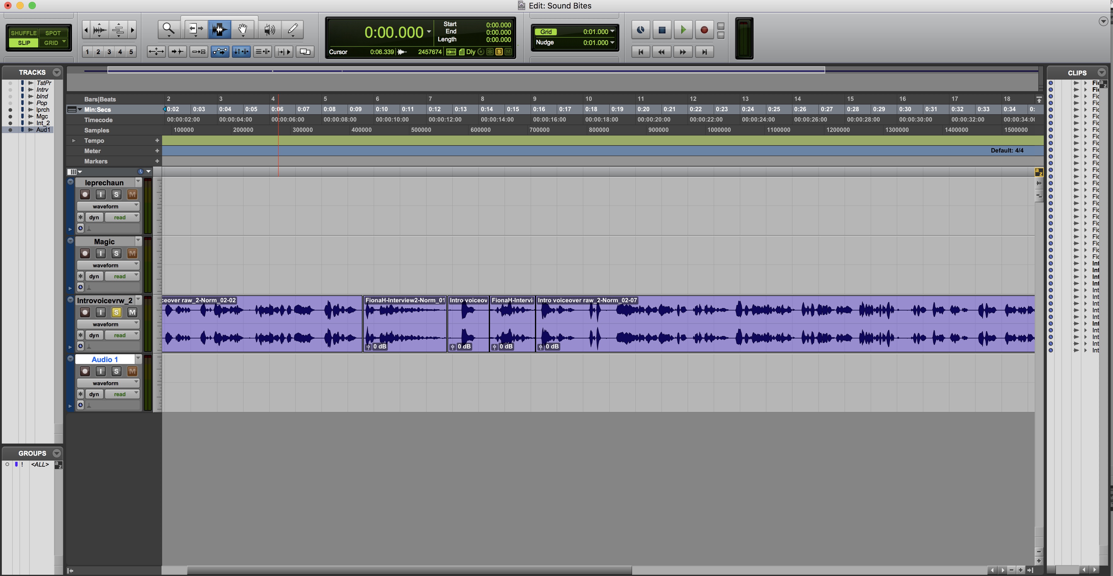 This is a screenshot of Pro Tools.