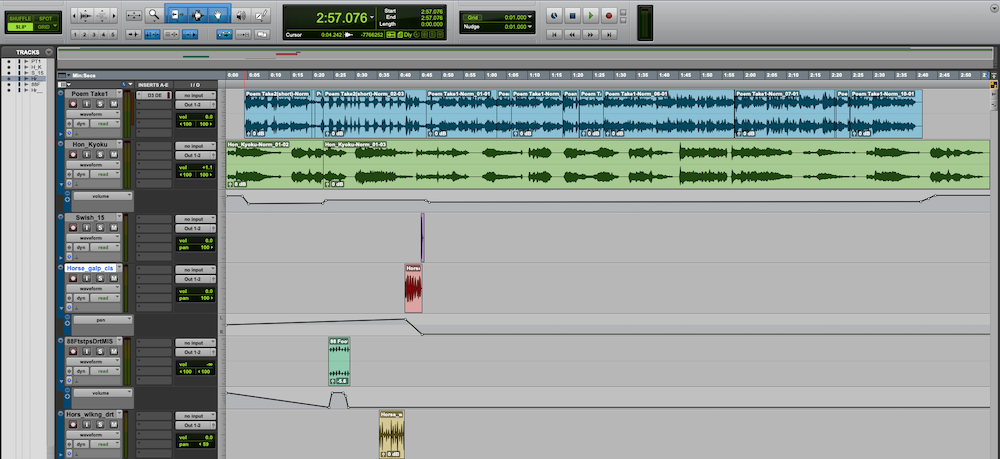 A screenshot of the audio portion of the project, created in Pro Tools.