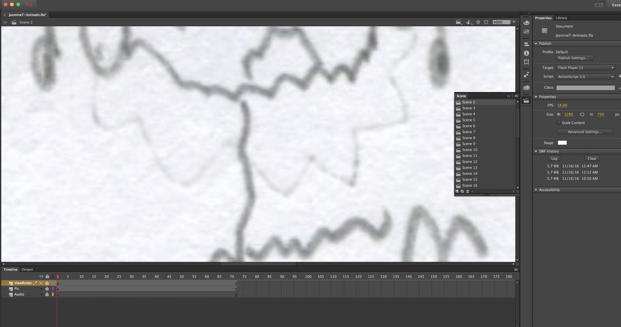 Screenshot of the Animatic Process
