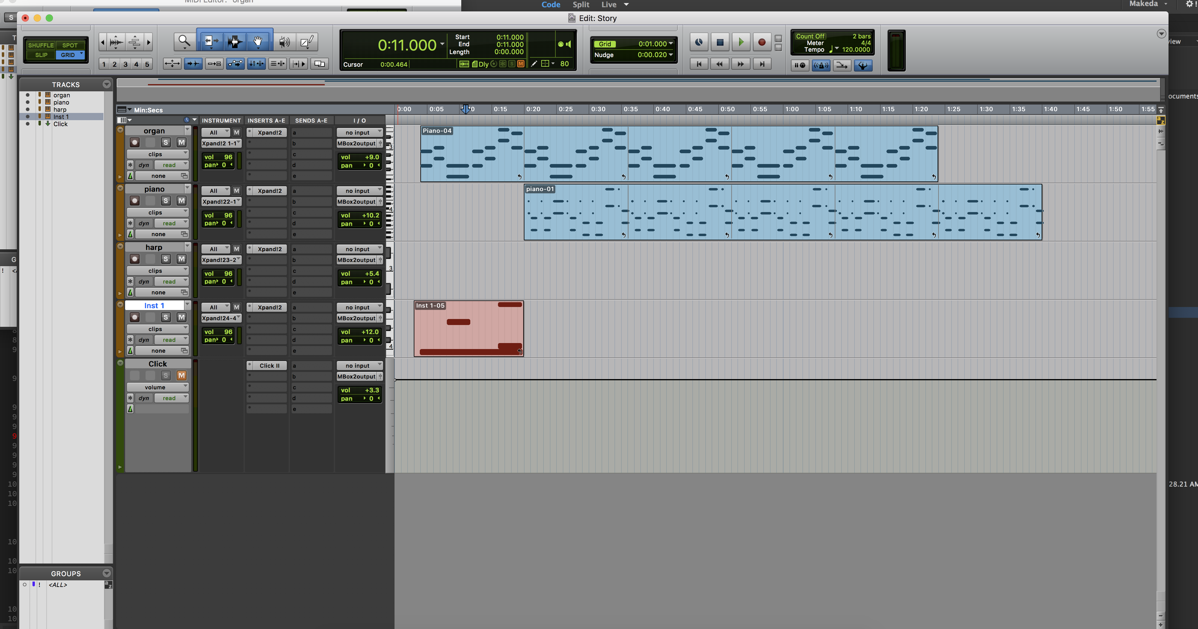 This is a screenshot of my music in production in Pro Tools. 