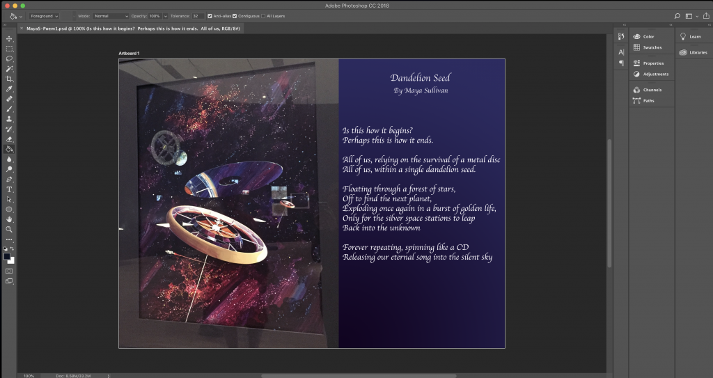Photoshop Workspace for poems 