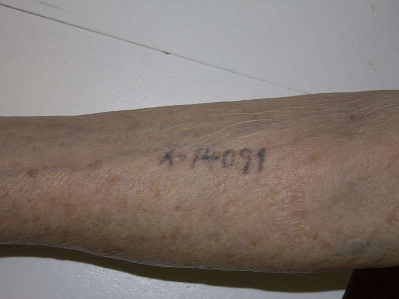 Numbered tato from Nazi concentration camp