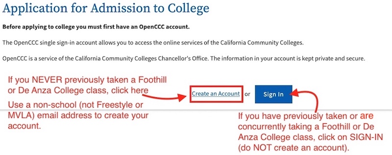 Foothill Account Choices
