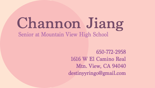 ChannonJ: Business Card Front