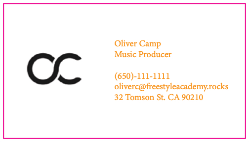 Camp, Oliver: Business Card Front
