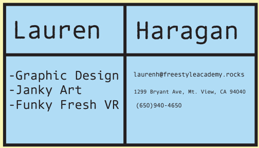 Haragan, Lauren: Business Card Back