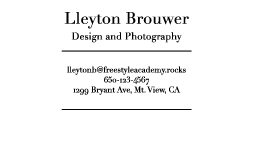 Brouwer, Lleyton: Business Card Back