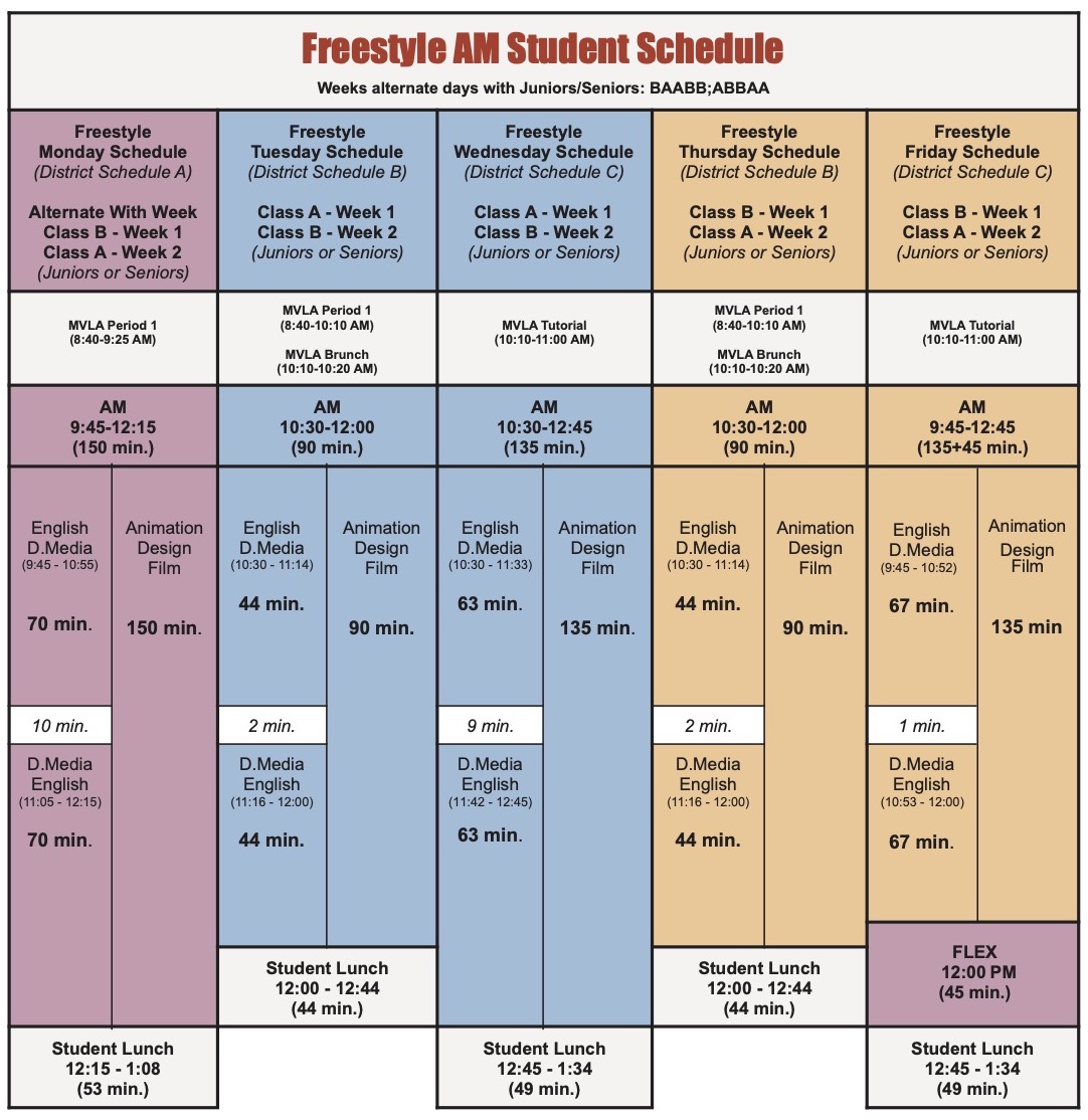 Freestyle AM Student Schedule