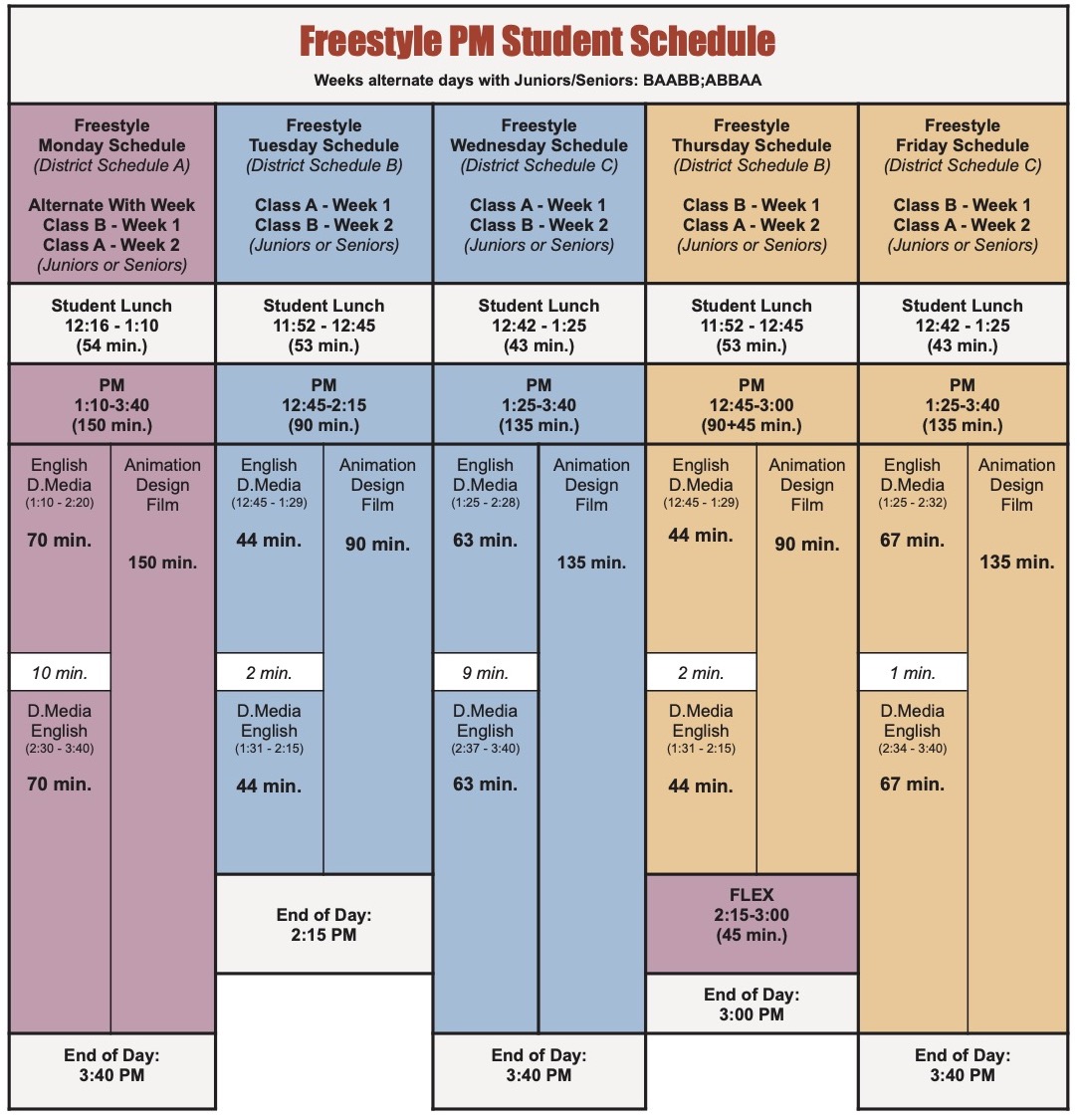 Freestyle PM Student Schedule