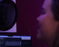 more singing in the booth! Another angle of Abi singing in the recording booth