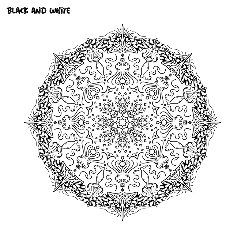 black and white mandala before image