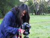 Thuy setting up the camera.