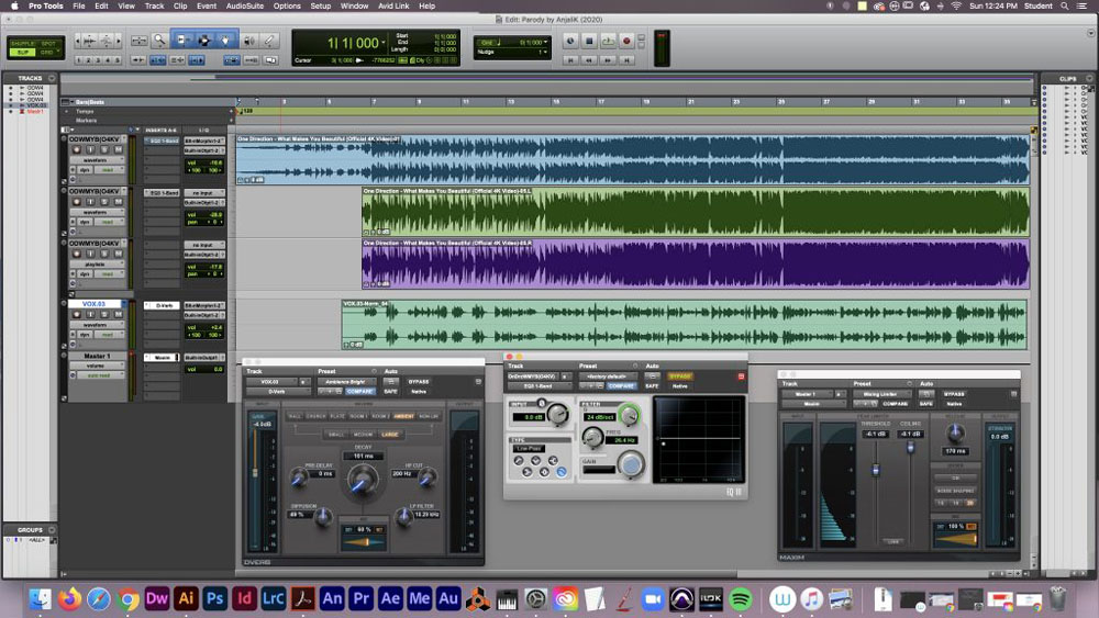 Pro Tools interface for editing the Parody song