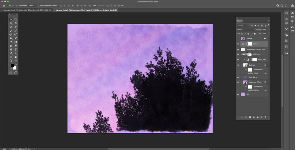 Photoshop Interface Watercolor Effect Painting