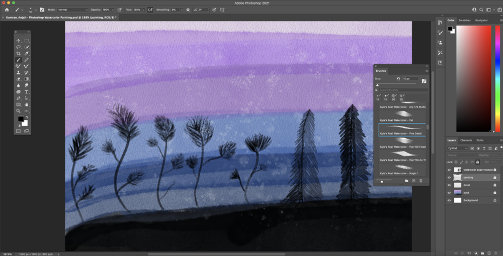 Photoshop Interface for Watercolor Painting