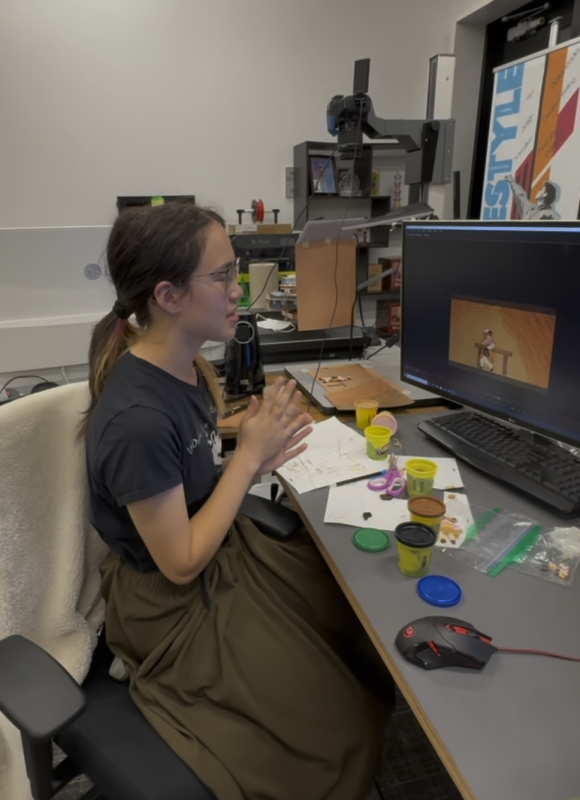 The animation setup for the stop motion project described above.