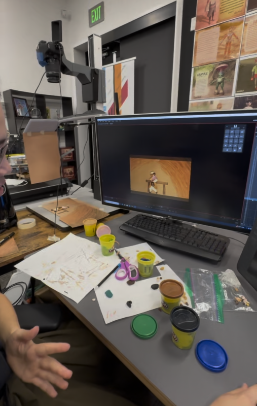 The animation setup for the stop motion project described above.