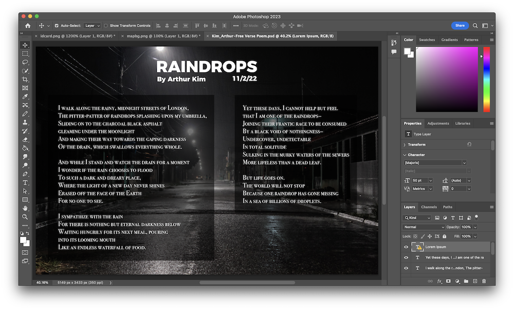 Photoshop Interface for Poetry