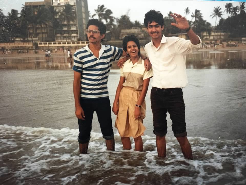 Sandeep, Sudha, and Sanjeev right before leaving for America (1985)