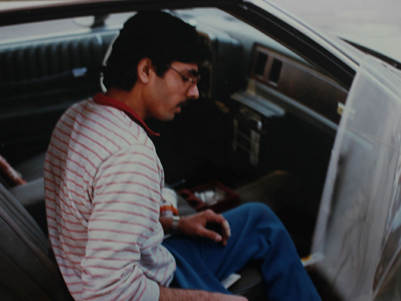 Sandeep in the Sardana's first car (1985)