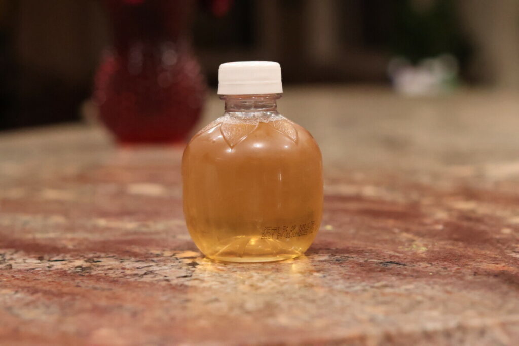 apple juice in plastic bottle
