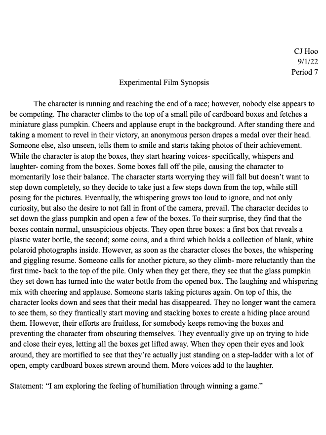 experimental film synopsis google doc