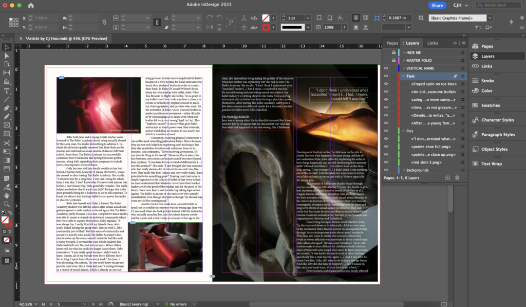indesign article interface