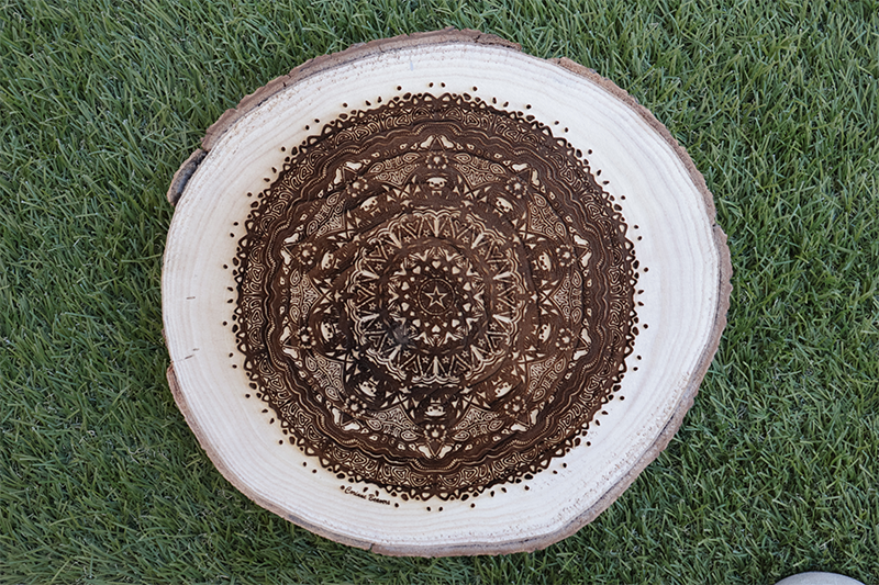 Mandala Engraved on Tree Trunk