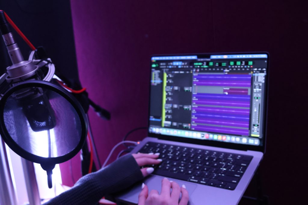 Picture of computer in a recording room 