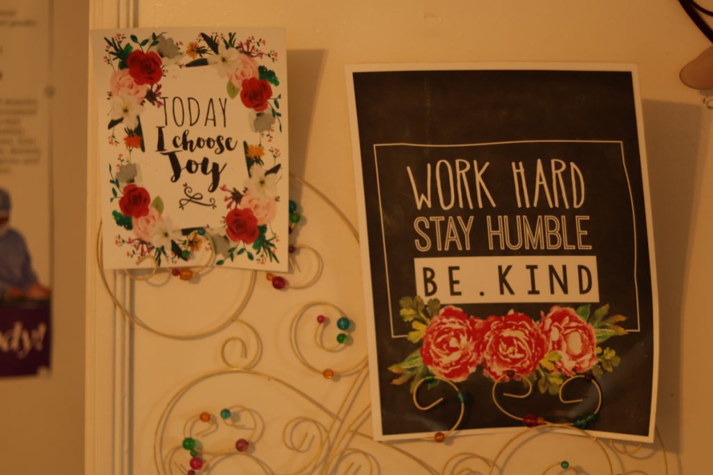 A wall filled with motivational messages