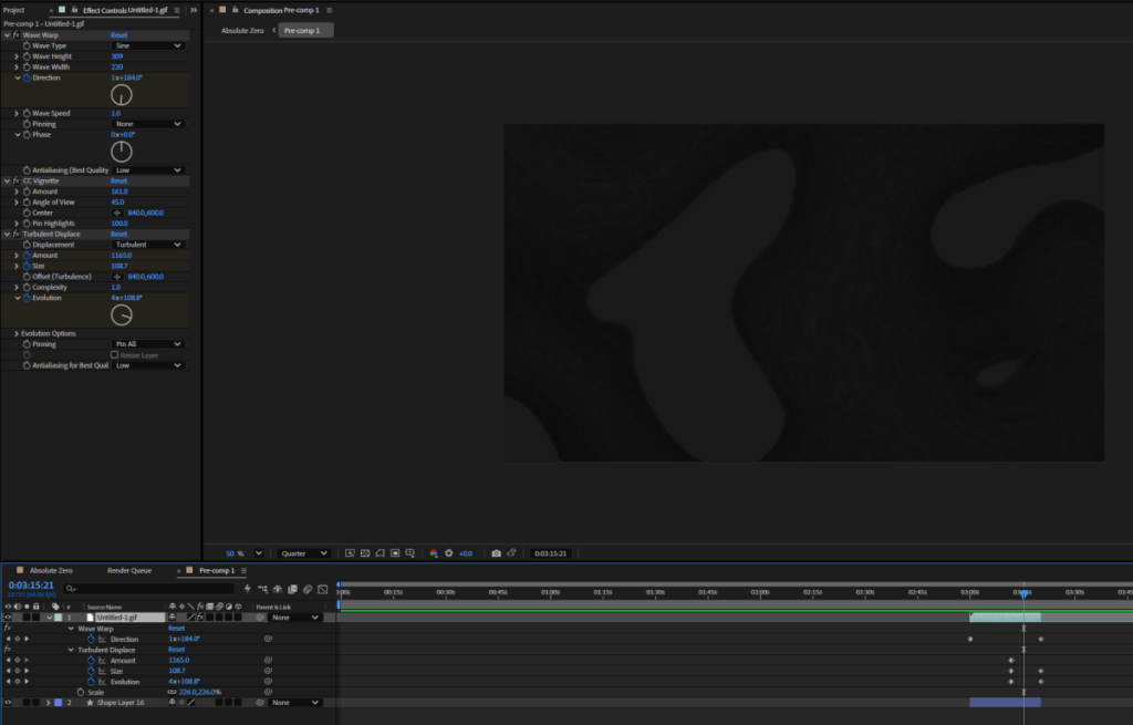Small snippet of a Pre-comped background using Turbulent Displace
