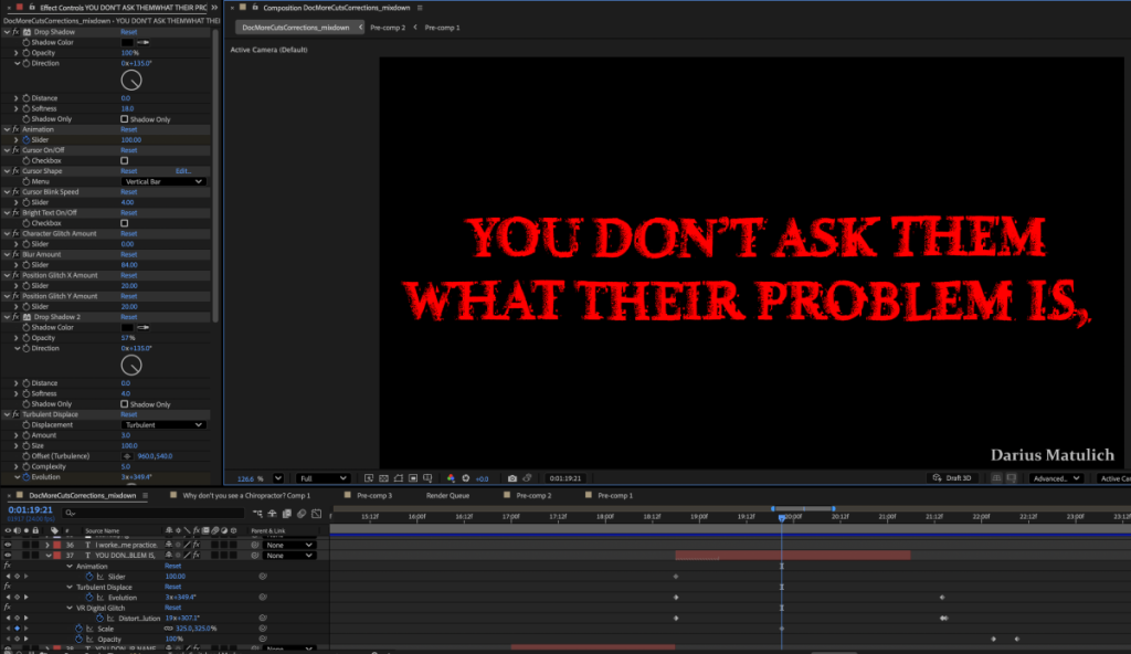 A snippet of Adobe After Effects file