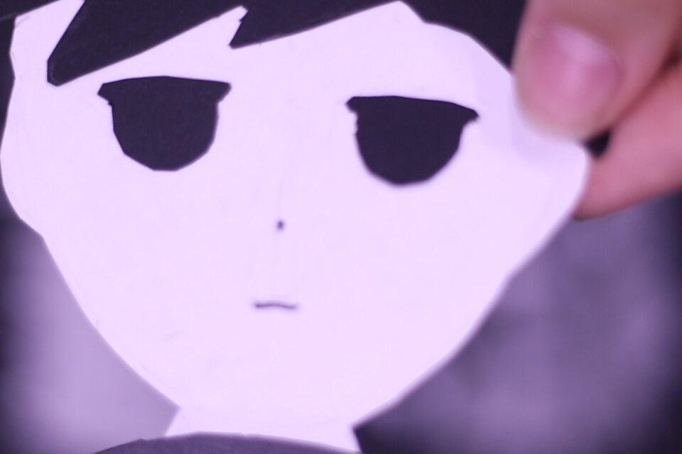 Grayscale blank character closeup