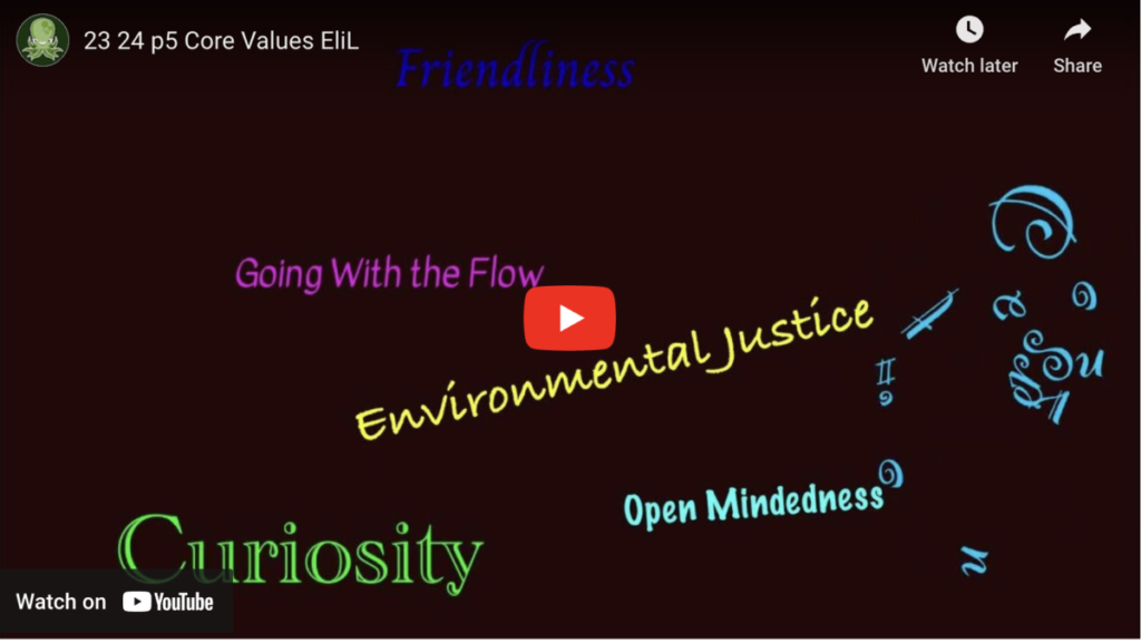 Video of my core values with text effects, made with adobe after effects