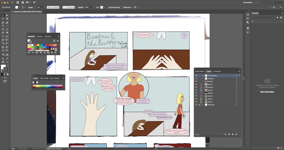 Screenshot of the Illustrator session used to make the final version of 'Beatrice & The Bunny'.