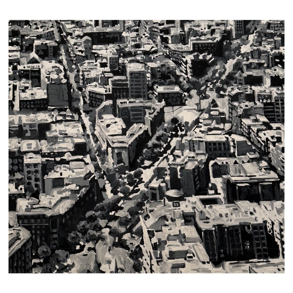 Image of black and white town