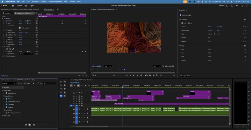 Showing the behind the Scenes of how Emmy created her SF MOMA Art Reflection Video