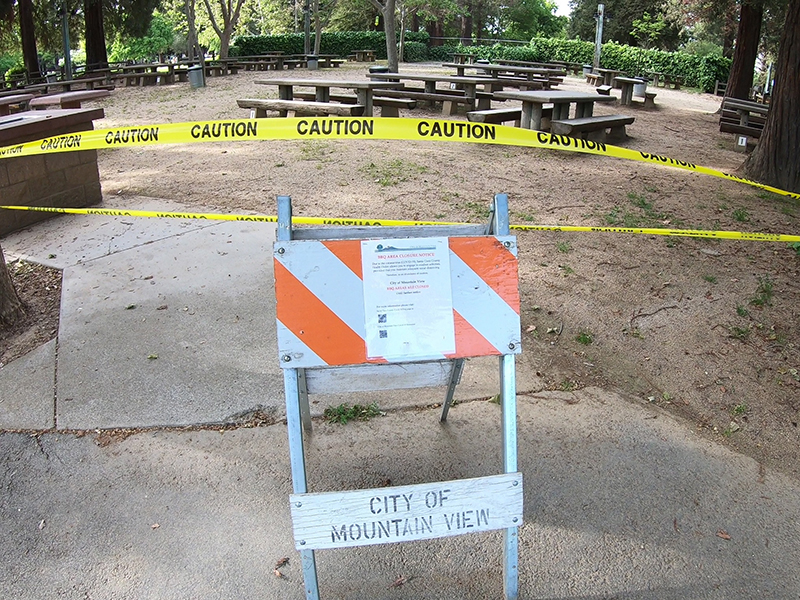 The closed off BBQ area at the local park