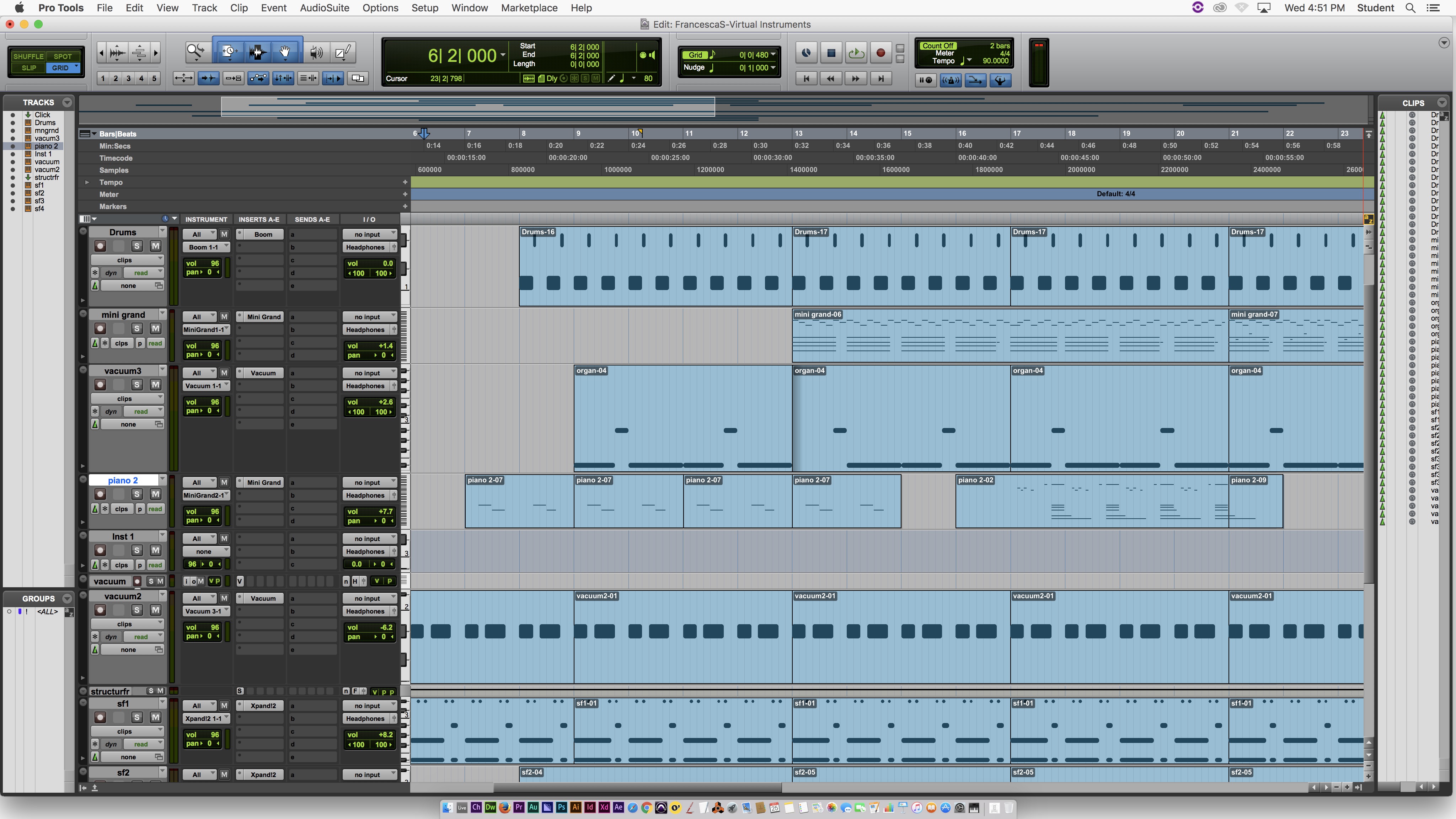 This is a screenshot of ProTools which I used to produce the experimental music.