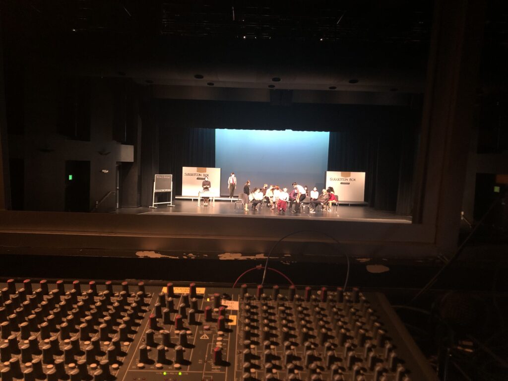 Watching the actors from the sound board