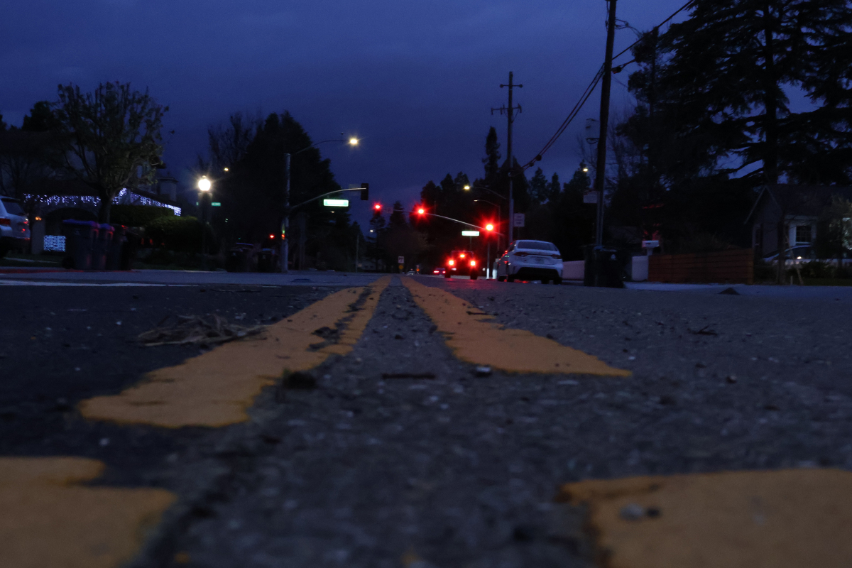 Low angle shot in the middle of Martens Avenue