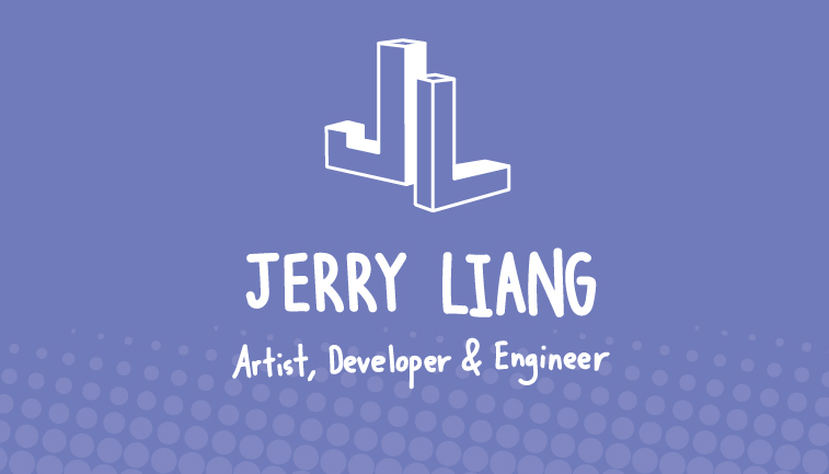 Front side of my business card with my logo, name and tagline.