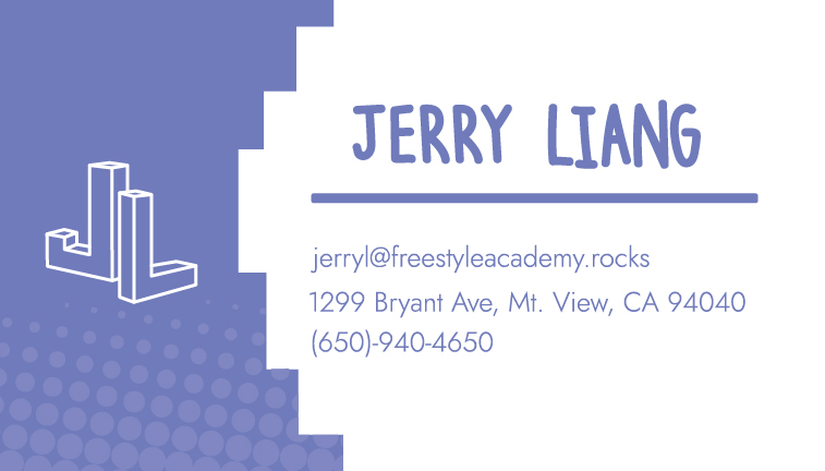 Backside of my business card with my name and contact info