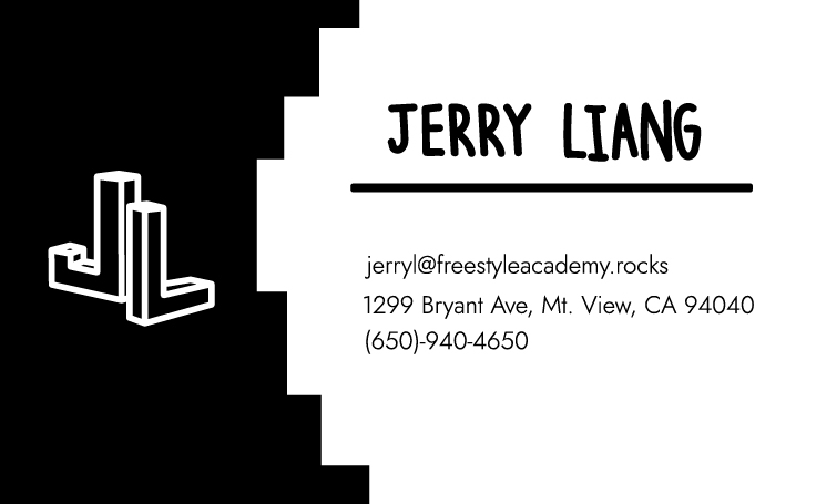 Black and white version of my card for engraving, back side with my name and contact info
