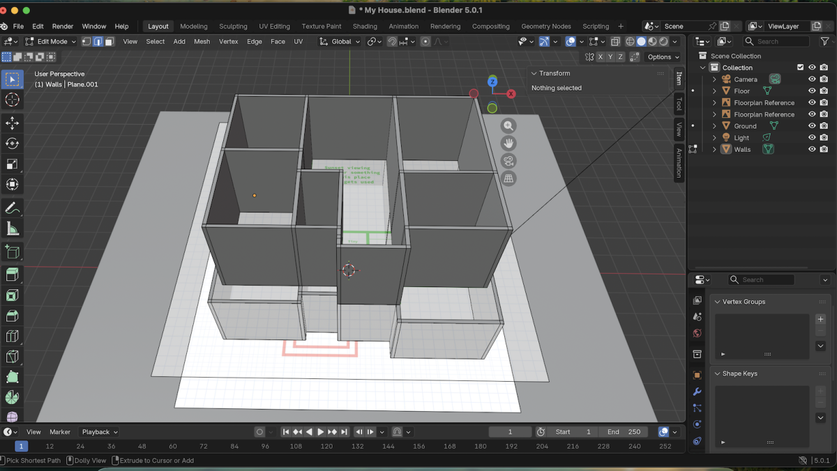 Modeling the walls in Blender