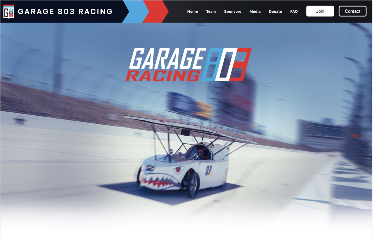 Garage 803 Racing Website Homepage