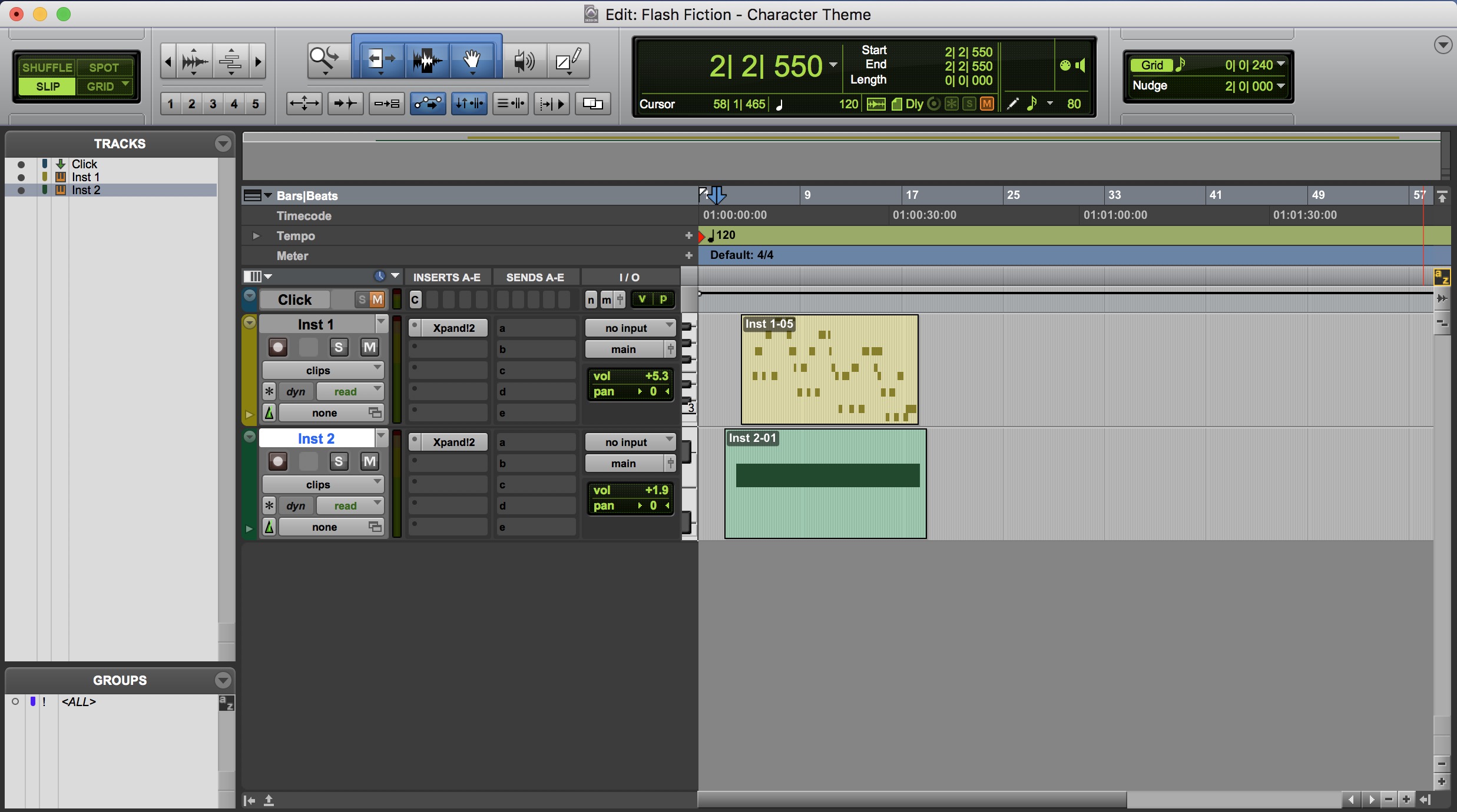 This is a screenshot of how I produced my Character Theme in Pro Tools